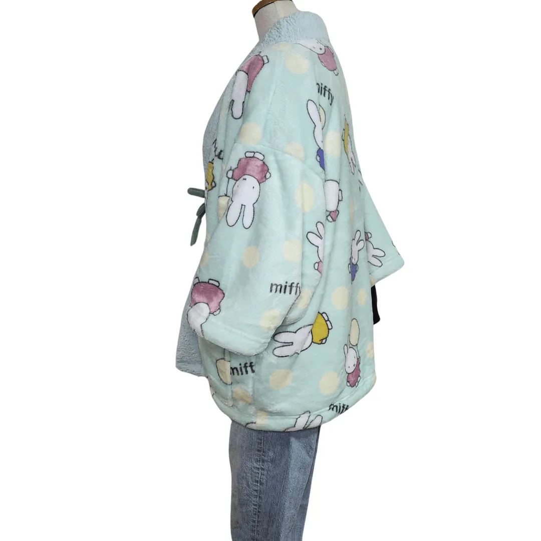 Traditional Japanese Hanten coat - Cute Miffy Fleece -Mint
