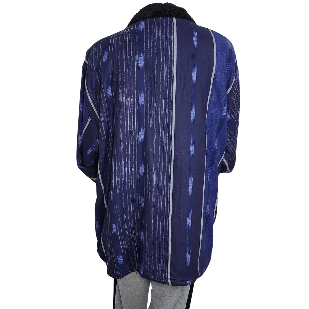 Traditional Japanese Hanten coat (unisex) - boa fleece lined Navy