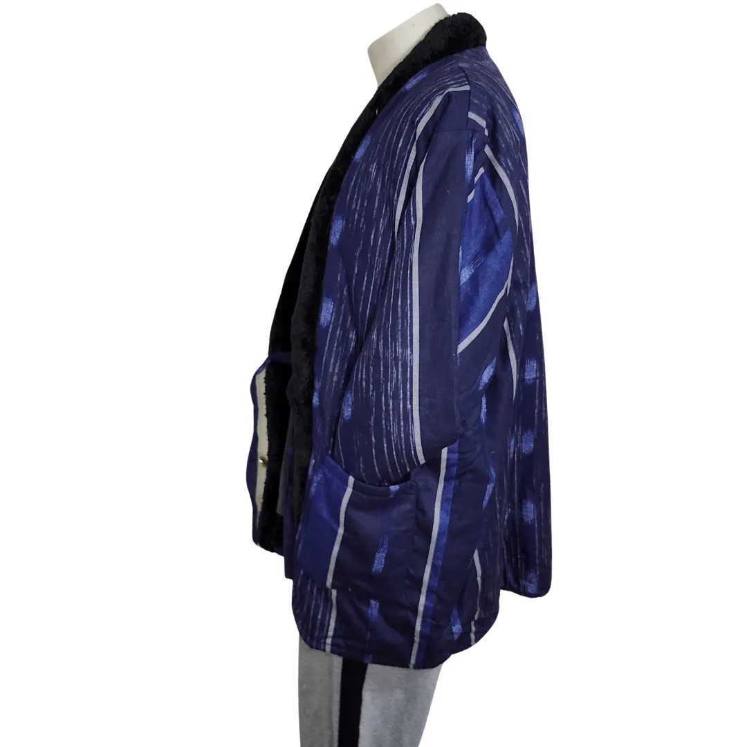 Traditional Japanese Hanten coat (unisex) - boa fleece lined Navy