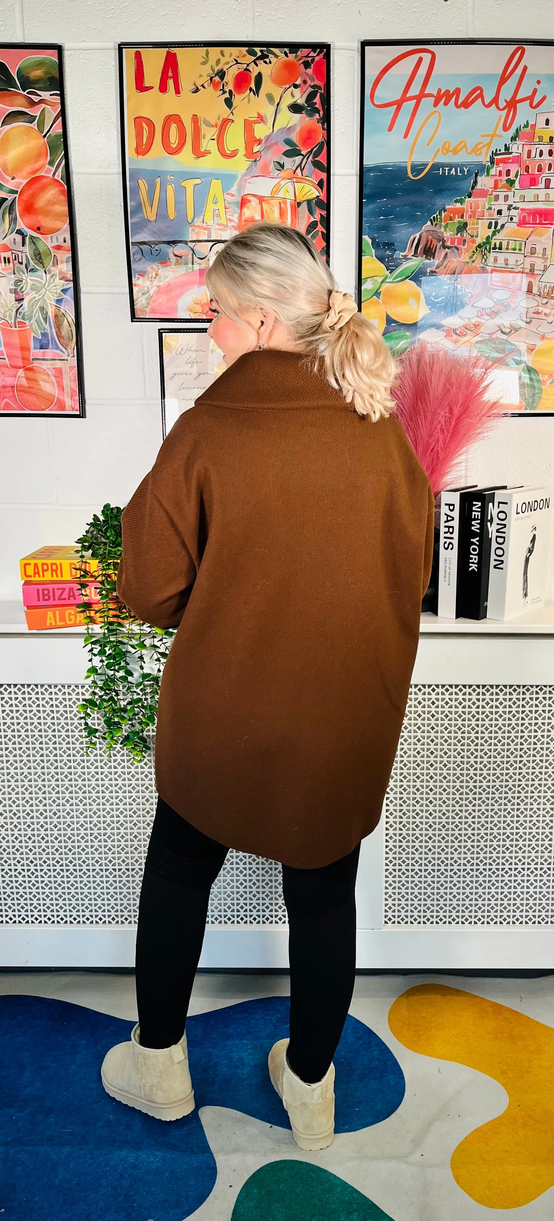 Tristan Zip Up Coat - Chocolate