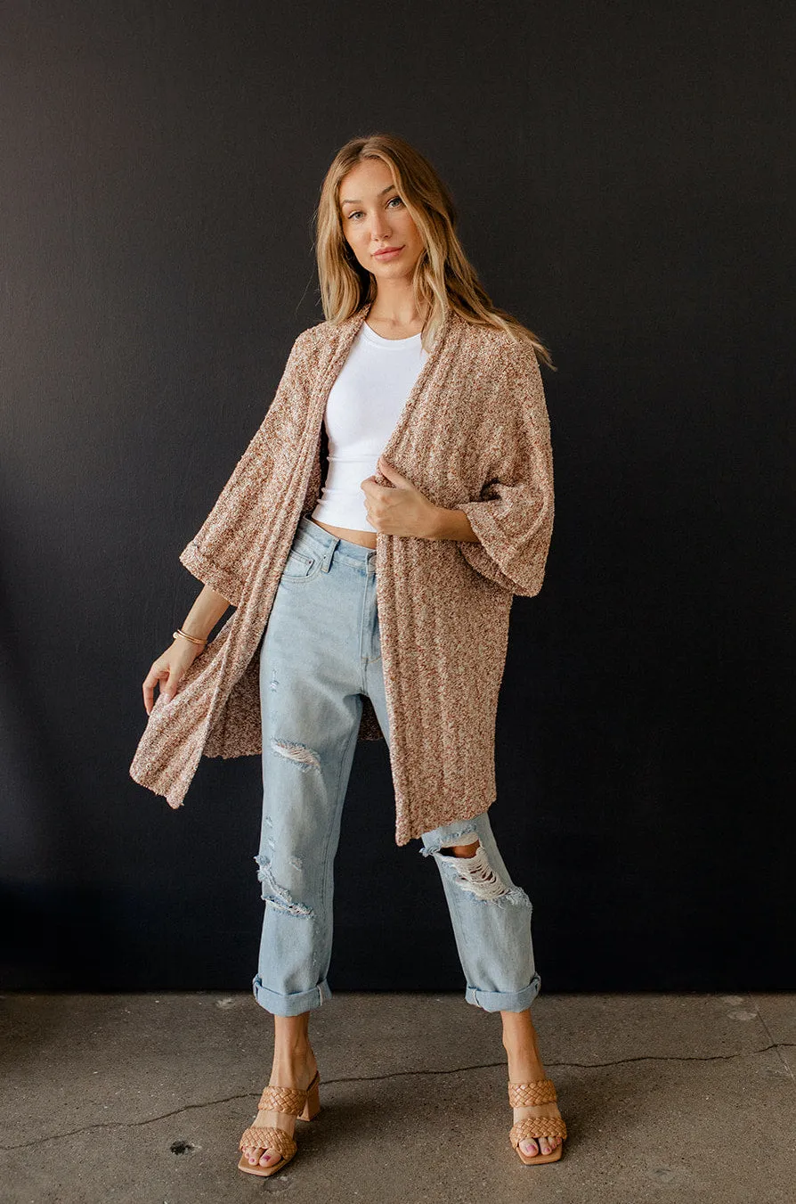 Ventura Mixed Yarn Knit Sweater Cardigan - Camel