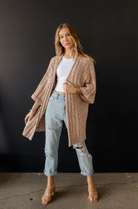 Ventura Mixed Yarn Knit Sweater Cardigan - Camel
