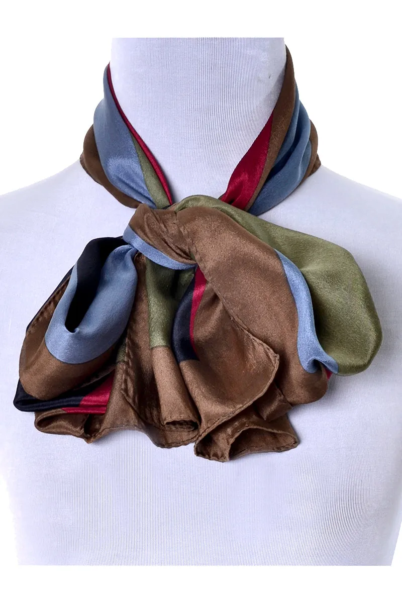 Vintage Kenzo Silk Geometric Print Red Green Brown & Blue Scarf