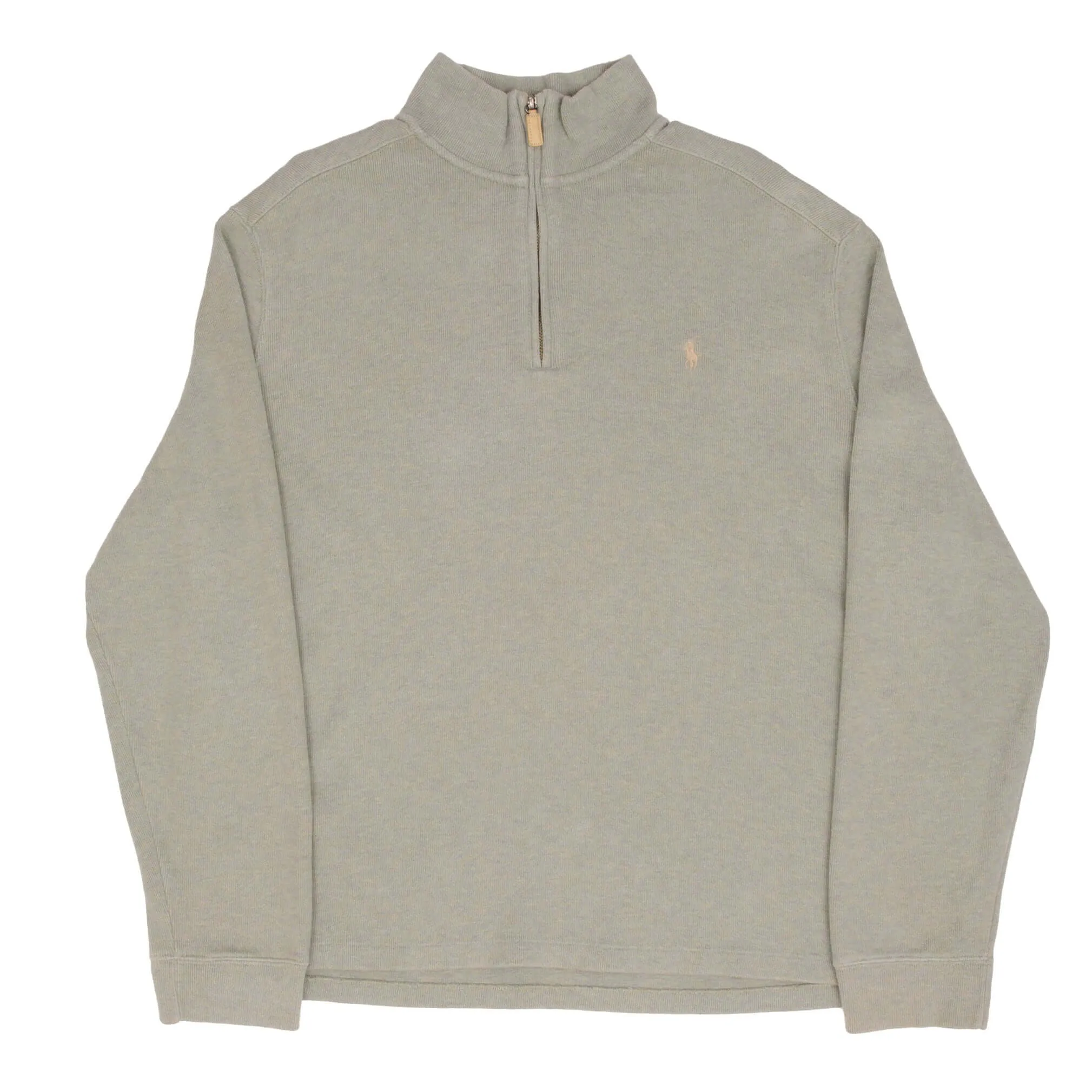 VINTAGE POLO RALPH LAUREN SAGE GREEN QUARTER 1/4 ZIP SWEATER 1990S SIZE XL