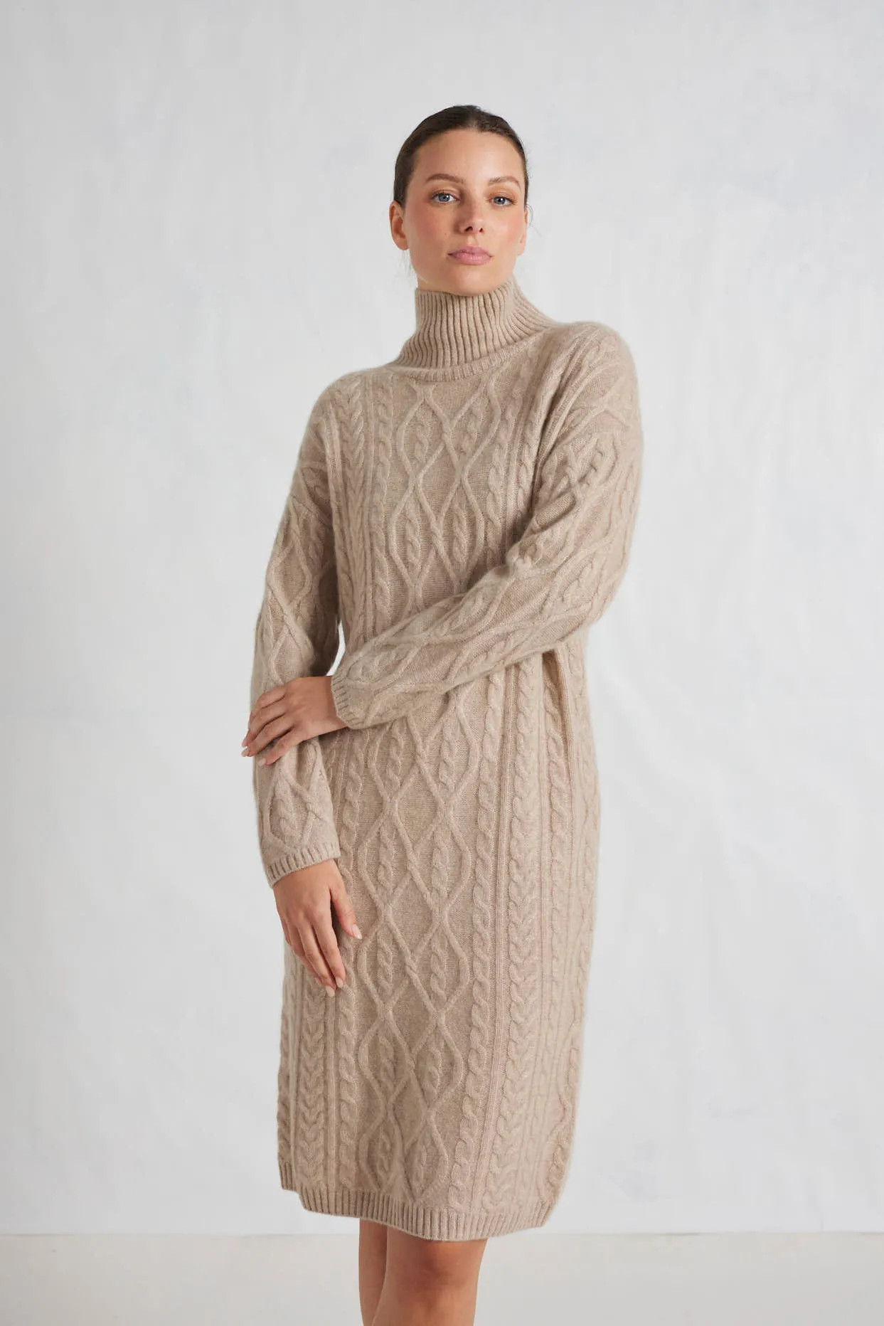 Violet Polo Cashmere Dress in Muesli