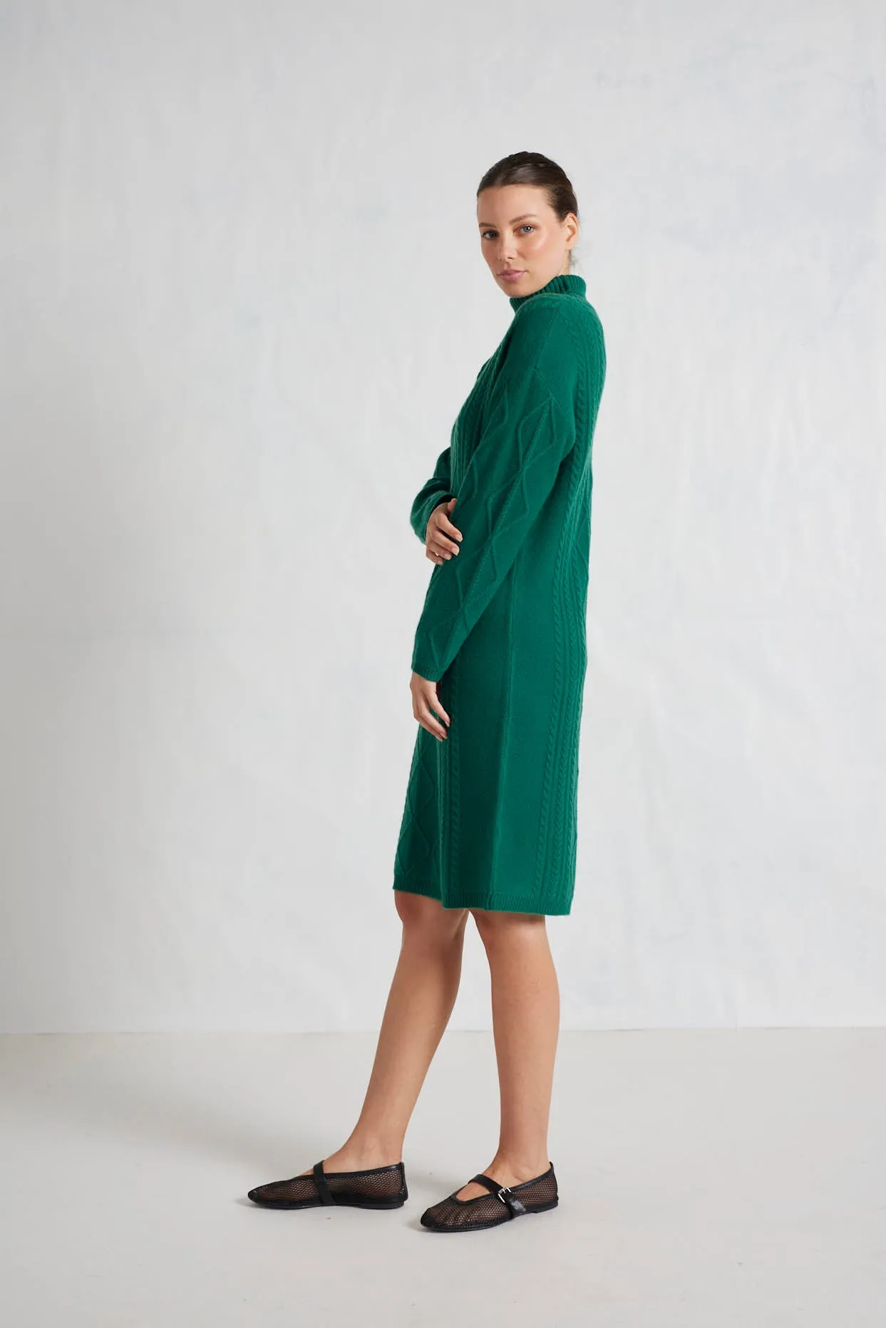 Violet Polo Dress in Forest Green