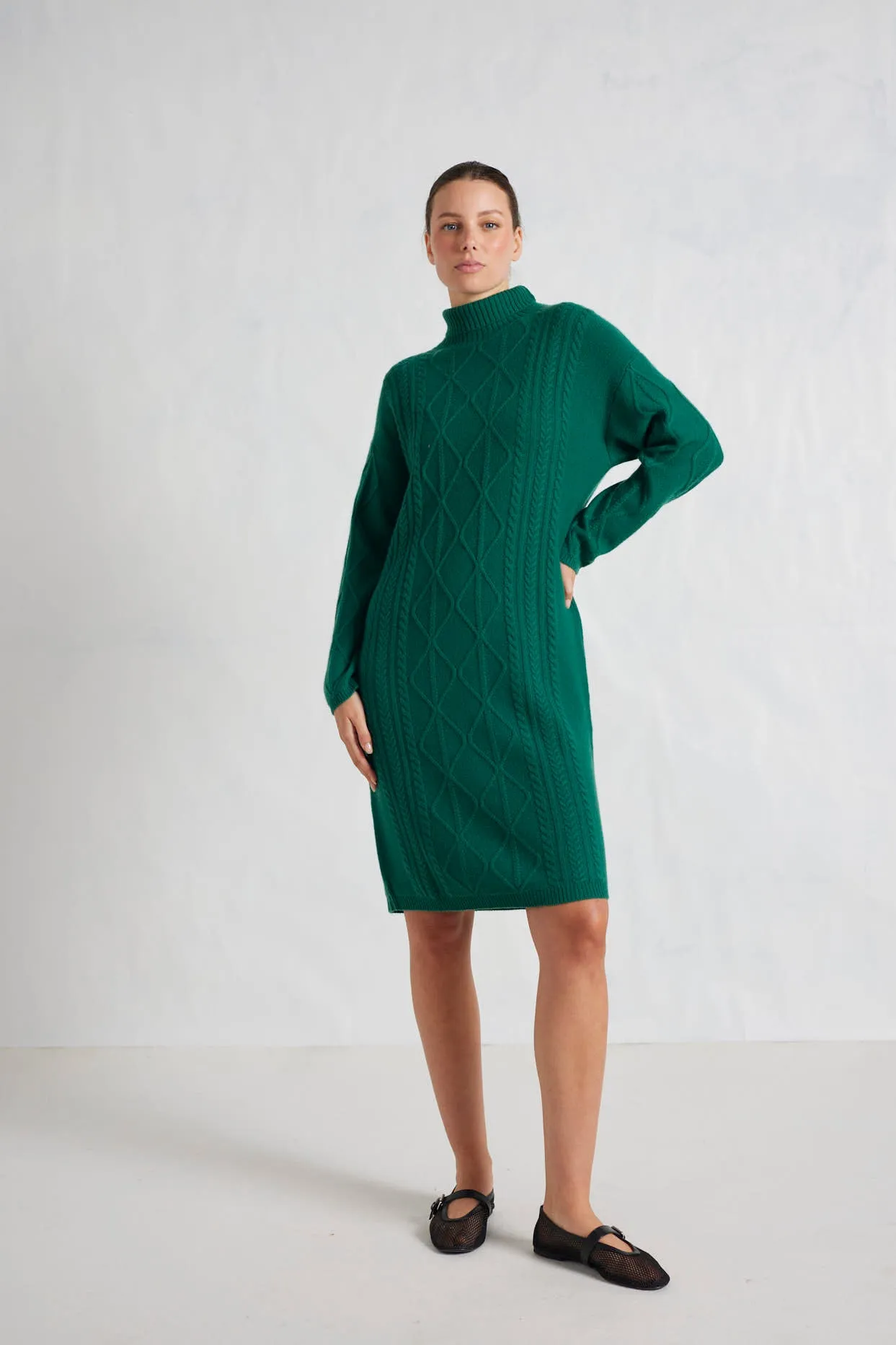 Violet Polo Dress in Forest Green
