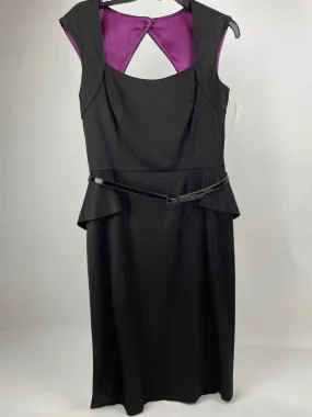 White House Black Market Size 8 Black Knit Belted Sleeveless Dress
