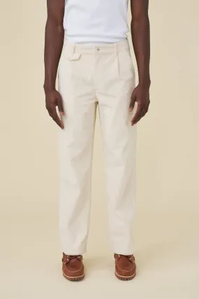 WIDE LEG CORDUROY TROUSER - LIGHT CREAM