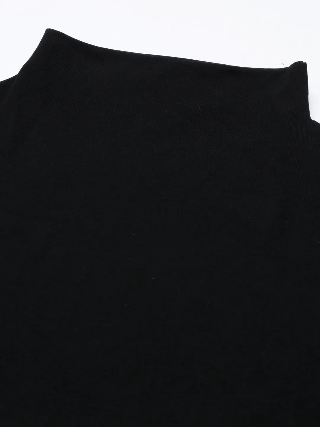 Women Solid Black Styled Back Top