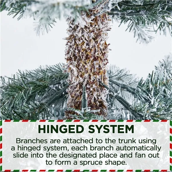 Yaheetech Snow Flocked Artificial Christmas Tree with Lights