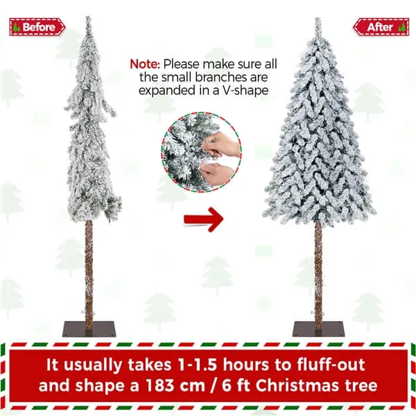 Yaheetech Snow Flocked Artificial Christmas Tree with Lights