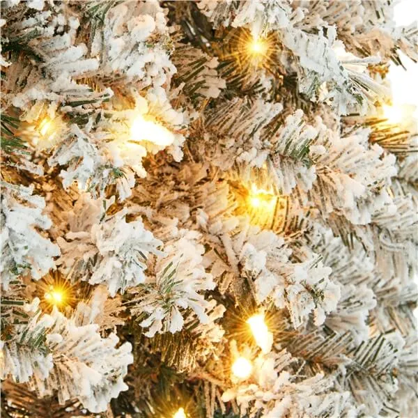 Yaheetech Snow Flocked Artificial Christmas Tree with Lights