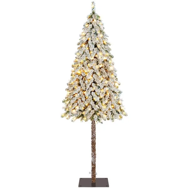 Yaheetech Snow Flocked Artificial Christmas Tree with Lights