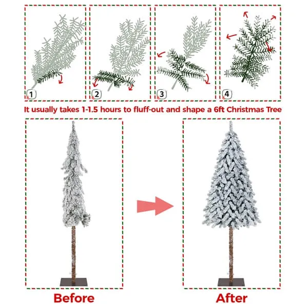 Yaheetech Snow Flocked Artificial Christmas Tree with Lights